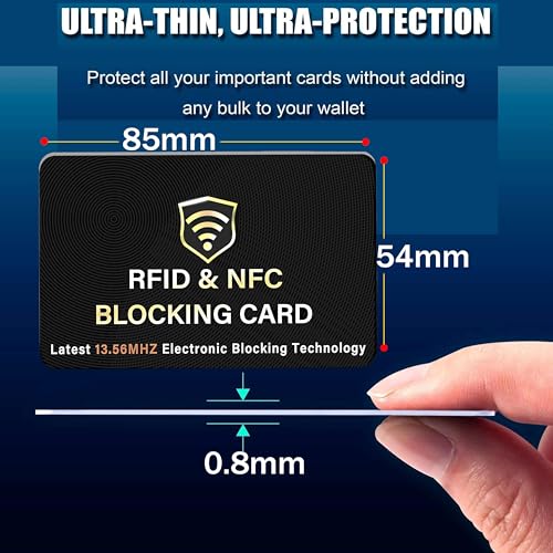 SaiTech IT 5 Pack Premium RFID Blocking Card for Credit Debit Card, Black - color: Black