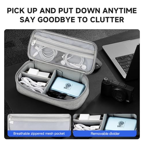 Teskyer Tech Organizer Pouch with Handle, Grey - color: Grey, size: Single Layer