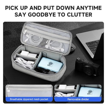 Teskyer Tech Organizer Pouch with Handle, Grey - color: Grey, size: Single Layer