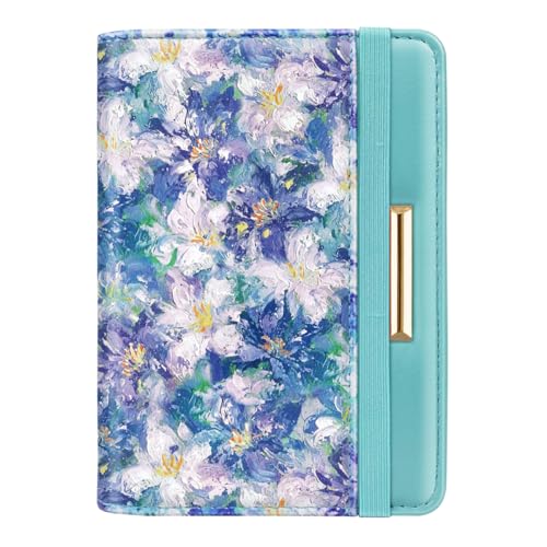 Coco Rossi Passport Holder for Travel Women Slim RFID Passport Cover Wallet - color: Blue Flower