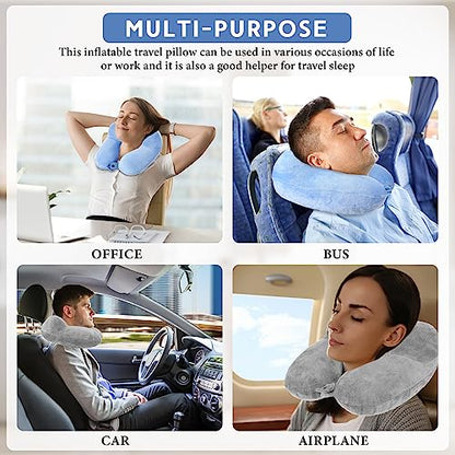 Sintuff 2 Pack Inflatable Travel Neck Pillow Airplane, Light Gray, Blue - color: Light Gray, Blue