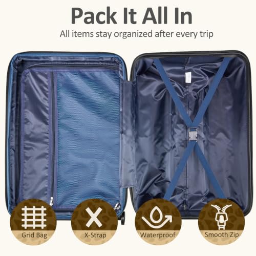 Luggage 2 Piece (20in/24in) Expandable Luggage with Spinner Wheels,Cheetah - color: Cheese Leopard, size: 2 Set (20/24In)