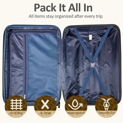 Luggage 2 Piece (20in/24in) Expandable Luggage with Spinner Wheels,Cheetah - color: Cheese Leopard, size: 2 Set (20/24In)