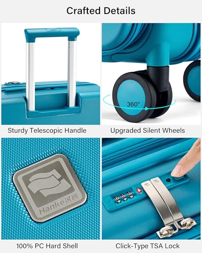 Hanke Expandable Large Checked Luggage, 28 Inch Top Opening Suitcase - color: Caribbean Blue, size: 28 Inch EXT