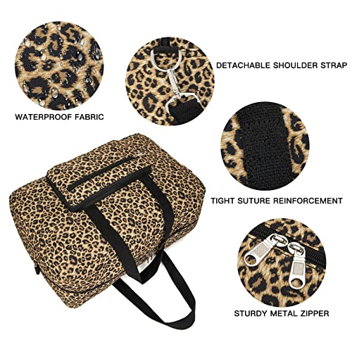 Foldable Travel Duffel Bag, Medium Women's Weekender and Overnight bag carry on Luggage bag for Women(Leopard) - color: Leopard