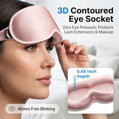 Facemoon Blackout Weighted Eye Masks for Sleep, Airplane Travel Essentials - color: Pink