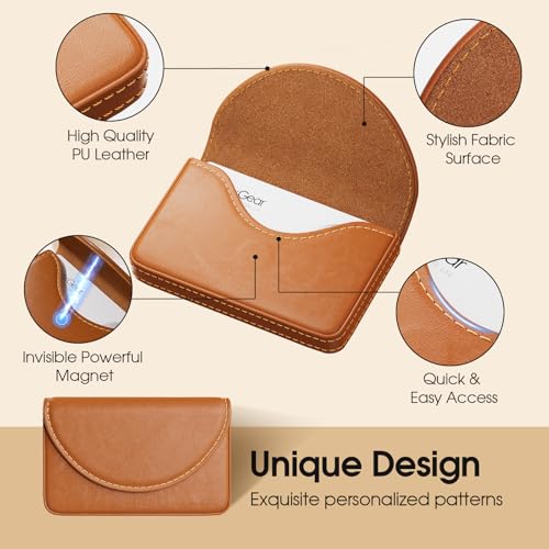 MaxGear Business Card Holder, PU Leather Business Card Case, Light Coffee - color: Light Coffee