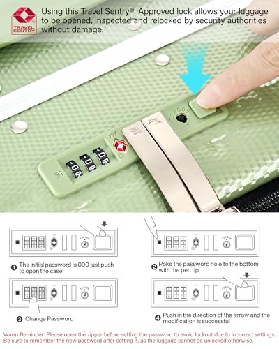Hanke 16 Inch Small Carry On Luggage, Top Opening Aluminum Frame Suitcase - color: Bamboo Green, size: 16 Inch