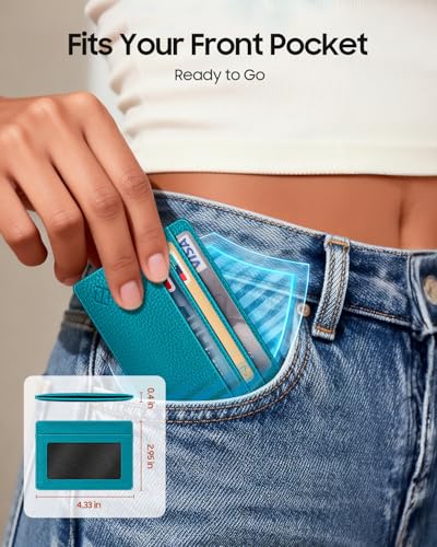 FINTIE Slim Minimalist Front Pocket Wallet RFID Blocking Credit Card Holder - color: Legacy Teal