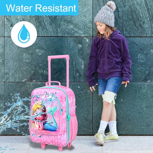 Kids Luggage Set for Girls, 18" Carry-on Suitcase 2PCS Mermaid Pink - color: Mermaid Pink