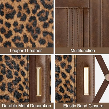 Coco Rossi Passport Holder for Travel Women Slim RFID Passport Cover Wallet - color: Leopard