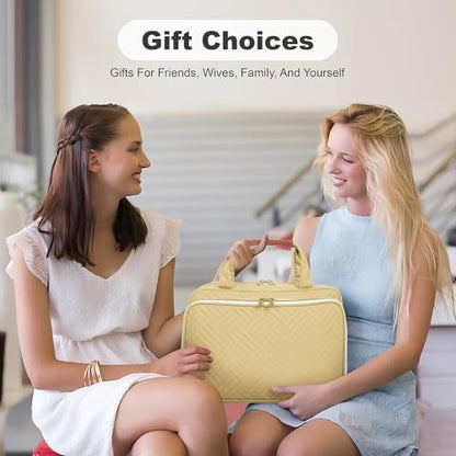 Toiletry Bag for Women with Jewelry Organizer Compartment, Beige - color: Beige02
