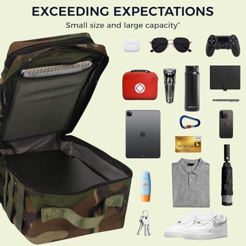 9L Mini Tactical Backpack for Men and Women, Gym Hiking Travel Daypack - color: Jungle Camo