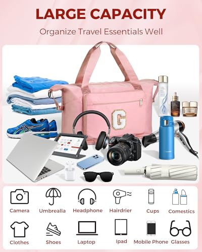 Women Girl Birthday Gifts Weekend Sleepover Overnight Duffle Bag - color: Pink, style: G