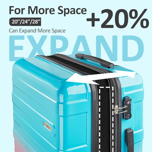 Luggage 2 Piece (20in/24in) Expandable Luggage with Spinner Wheels - color: Cotton Candy, size: 2 Set (20/24In)