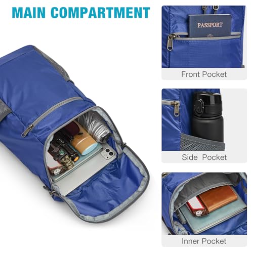 G4Free 10L Lightweight Packable Hiking Backpack, Nylon Daypack Daily Travel - color: Sapphire, size: Small