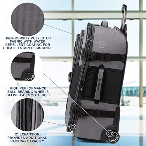 Travelpro Bold Softside Checked Rollaboard, Grey/Black, 25-Inch - color: Grey/Black, size: Checked-Medium 25-Inch