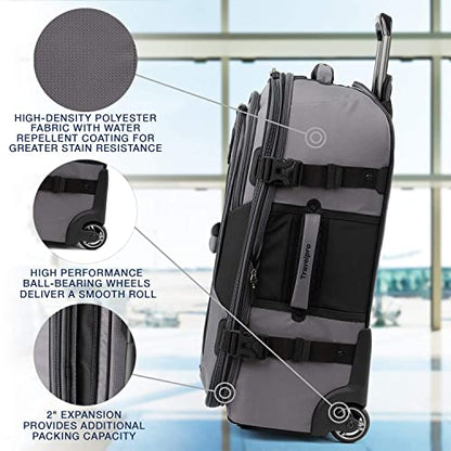 Travelpro Bold Softside Checked Rollaboard, Grey/Black, 25-Inch - color: Grey/Black, size: Checked-Medium 25-Inch