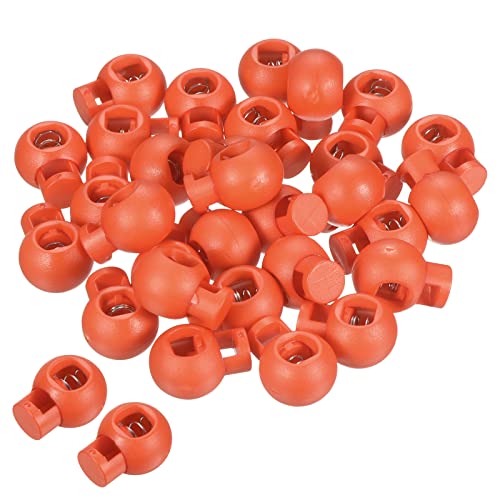 PATIKIL 30Pack Cord Locks Ball Spring Toggle Stopper Orange Red - color: Orange Red