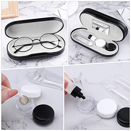 MoKo Double Eyeglass Case,Glasses and contact case 2 in 1 with Mirror - color: Aa-black