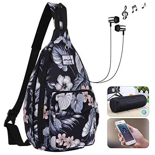 Backpack Sling for Women Anti-Water Crossbody Bag Inclined Adjustable Pack - color: Hibiscus