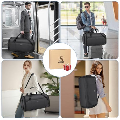 Convertible Garment Bag for Travel, 4-in-1 Backpack for Women Men, 3pcs 50L - color: A-Black