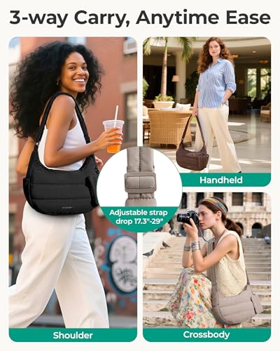 BAGSMART Crossbody Purses for Women with Adjustable Strap Small Puffer bag - color: Dark Brown, size: Medium