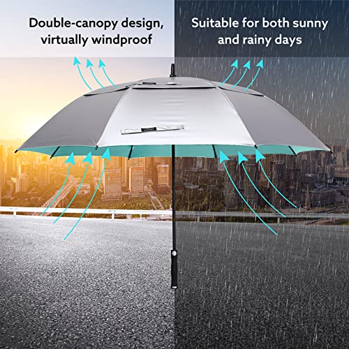 G4Free UV Golf Beach Umbrella 68”Auto Open Extra Large Sun Shade Umbrellas - color: Silver/Lake Blue
