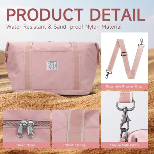 WALNEW Travel Duffel Bag, Weekender Overnight Bag for Women, Pink - color: Pink