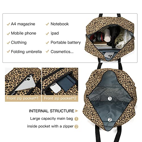 Foldable Travel Duffel Bag, Medium Women's Weekender and Overnight bag carry on Luggage bag for Women(Leopard) - color: Leopard