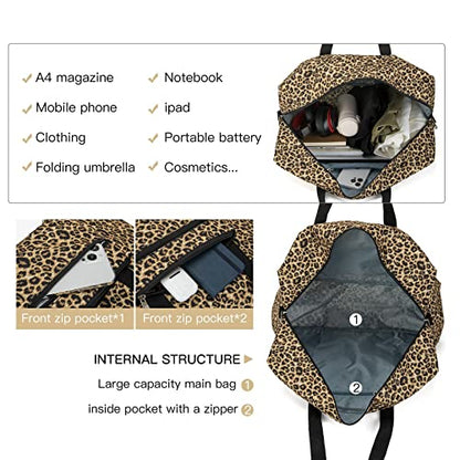 Foldable Travel Duffel Bag, Medium Women's Weekender and Overnight bag carry on Luggage bag for Women(Leopard) - color: Leopard
