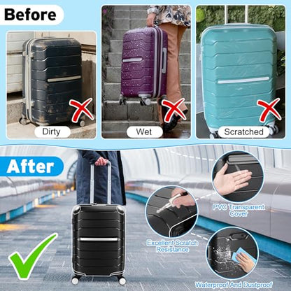 Yotako Zippered Clear PVC Suitcase Cover Protectors 28 Inch | Luggage Cover With Rounded Corner Thickening Design, Fit for 28 Inch Samsonite Non-Expandable Suitcase, Gift - size: 28inch