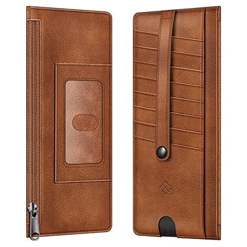 FINTIE Slim Credit Card Wallet Holder Change Pouch - color: Brown