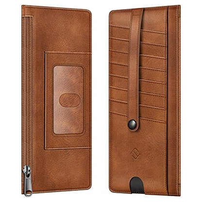 FINTIE Slim Credit Card Wallet Holder Change Pouch - color: Brown