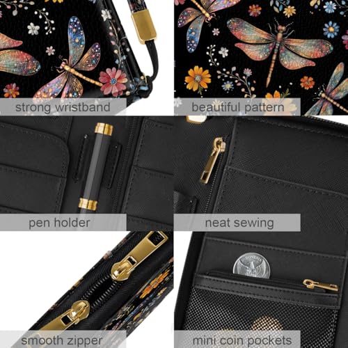 Family Passport Holder Wallet RFID Blocking Document Organizer - color: Dragonfly