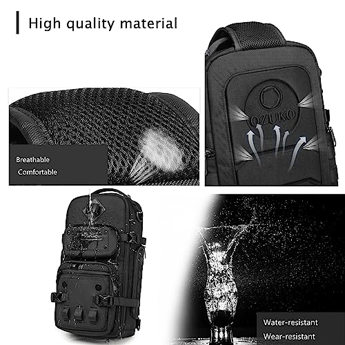 OZUKO Tactical Backpack Chest Sling Bags for Men, Waterproof Crossbody Shoulder Daypack for Outdoor Walking Hiking Trekking (Royal blue) - color: Royal Blue