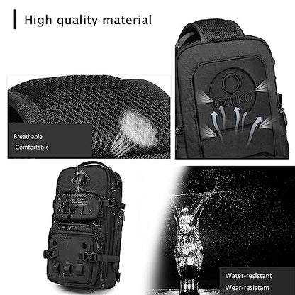 OZUKO Tactical Backpack Chest Sling Bags for Men, Waterproof Crossbody Shoulder Daypack for Outdoor Walking Hiking Trekking (Royal blue) - color: Royal Blue