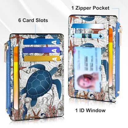 Tipmile Womens Credit Card Holder Wallet, Small Slim RFID Blocking Sleeve - color: Sea Turtle