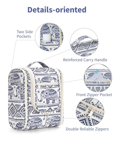 Narwey Hanging Travel Toiletry Bag for Women, Cosmetic Makeup Bag - color: B-Elephant, size: Medium