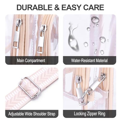 Clear Sling Bag for Stadium Events, Stadium & Concert Approved Crossbody - color: Beige