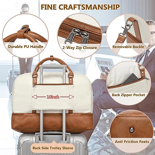 4PCS Weekender Bags for Women Large Overnight Weekend Travel Duffel Bags - color: Light Brown