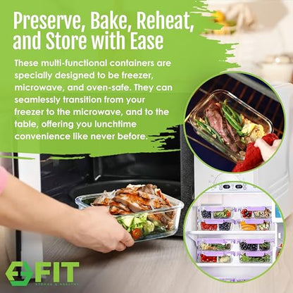Glass Meal Prep Containers 2 & 3 Compartments with Lids 4 Pack 32 oz - color: Lavender (2,3 compartment - 4 pack, 32oz)