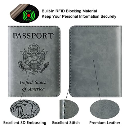 LOHASLIFE Passport Holder for Travel, Rfid Blocking Passport Cover Wallet - color: 116#Grey