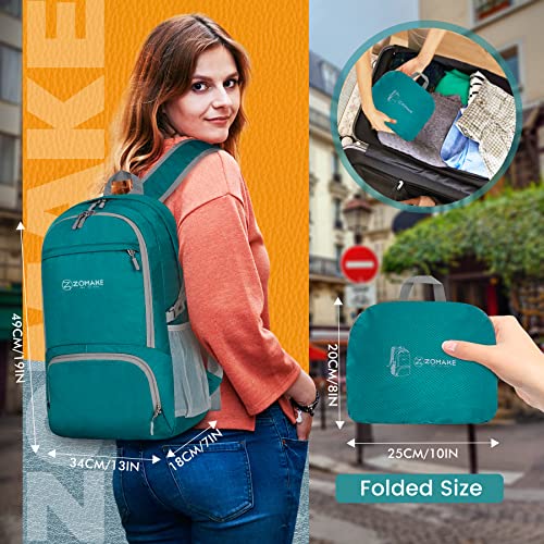 ZOMAKE Lightweight Packable Backpack 30L, Foldable Travel Hiking Daypack - color: C-lake Green, size: 30L