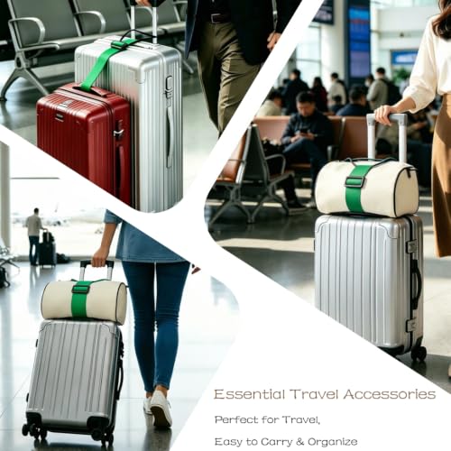 2Pack Adjustable Luggage Straps for Suitcases, Connect Bag to Suitcase (Green) - color: Green