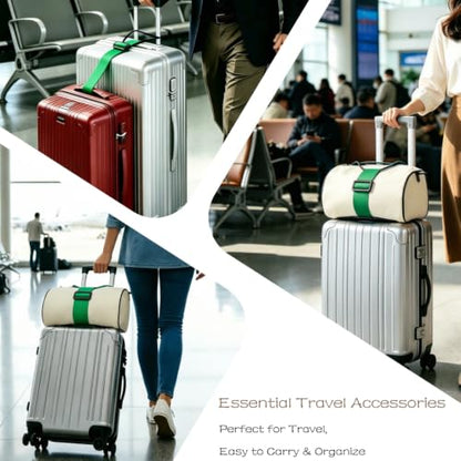 2Pack Adjustable Luggage Straps for Suitcases, Connect Bag to Suitcase (Green) - color: Green