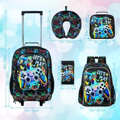 UFNDC 5PCS Kids Luggage for Boys, Game Rolling Suitcase with Wheels, Travel Carry-On for Children Toddler Elementary - color: UV Printing Game Luggage 5PCS Set