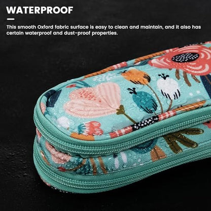 molshine Double Glasses Case，Independent dual-level design - color: Green Lotus