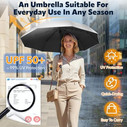 ZOMAKE UV Umbrella for Sun Protection, Travel Compact Sun Umbrellas 46Inch - color: A:Silver,Black