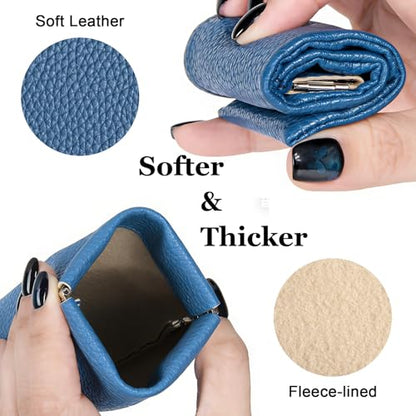 RayLove 2 Pack Glasses Case Soft Eyeglass Case For Women Men Squeeze Top Sunglasses Pouch Travel With Cleaning Cloth - color: Blue